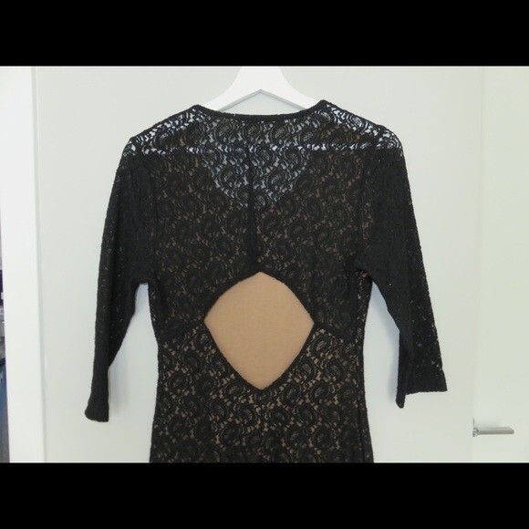 Lovers + Friends Dress Black Sway Bodycon Lace Fitted Mini Cocktail Cut Out - Picture 10 of 10